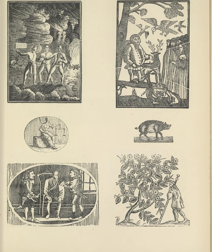 An illustration from Specimens of early wood engraving : being impressions of woodcuts from the collection of Mr. Charnley, Newcastle, 1858, leaf 36