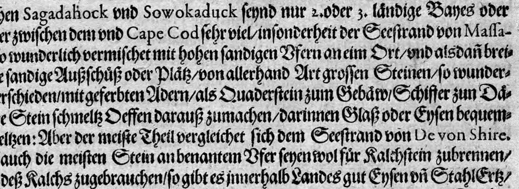 An illustration from Zehender Theil Americae darinnen zubefinden: Erstlich, Zwo Schiffarten Herrn Americi Vesputii vnter König Ferninando in Castilien vollbracht. Zum andern: Ein gründlicher Bericht von dem jetzigen Zustand der Landschafft Virginien ... Beneben einer Heyrath dess Königs Powhatans in Virginien Tochter, mit einem vornemmen Englischen,, 1618, leaf 56