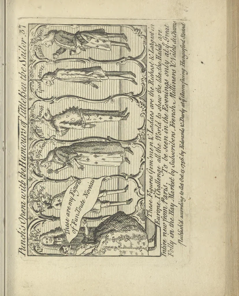 An illustration from A political and satirical history of the years 1756, 1757, 1758, 1759, 1760, 1761, and 1762. : In a series of 112 humourous and entertaining prints. Contraining all the most remarkable transactions, characters and caricatures of those memorable years. To which is annexed, an explanatory account or key to every print, 1762, leaf 102