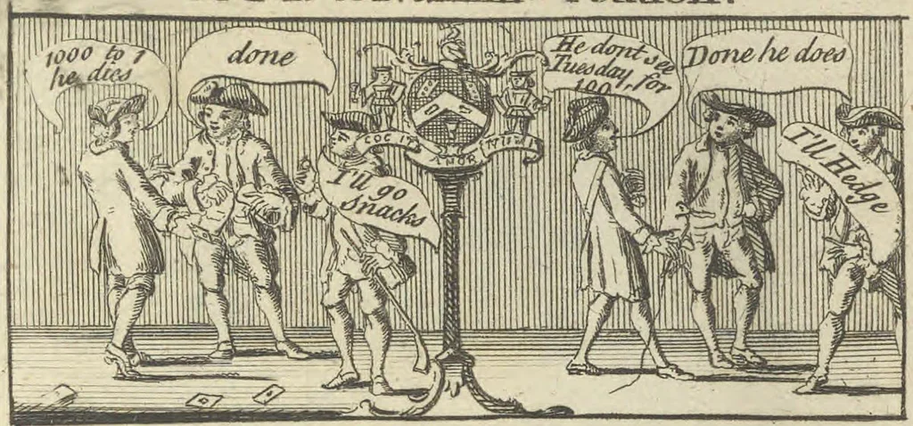 An illustration from A political and satirical history of the years 1756, 1757, 1758, 1759, 1760, 1761, and 1762. : In a series of 112 humourous and entertaining prints. Contraining all the most remarkable transactions, characters and caricatures of those memorable years. To which is annexed, an explanatory account or key to every print, 1762, leaf 140