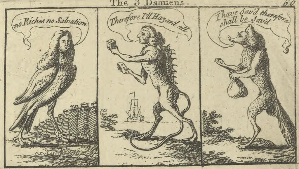 An illustration from A political and satirical history of the years 1756, 1757, 1758, 1759, 1760, 1761, and 1762. : In a series of 112 humourous and entertaining prints. Contraining all the most remarkable transactions, characters and caricatures of those memorable years. To which is annexed, an explanatory account or key to every print, 1762, leaf 148