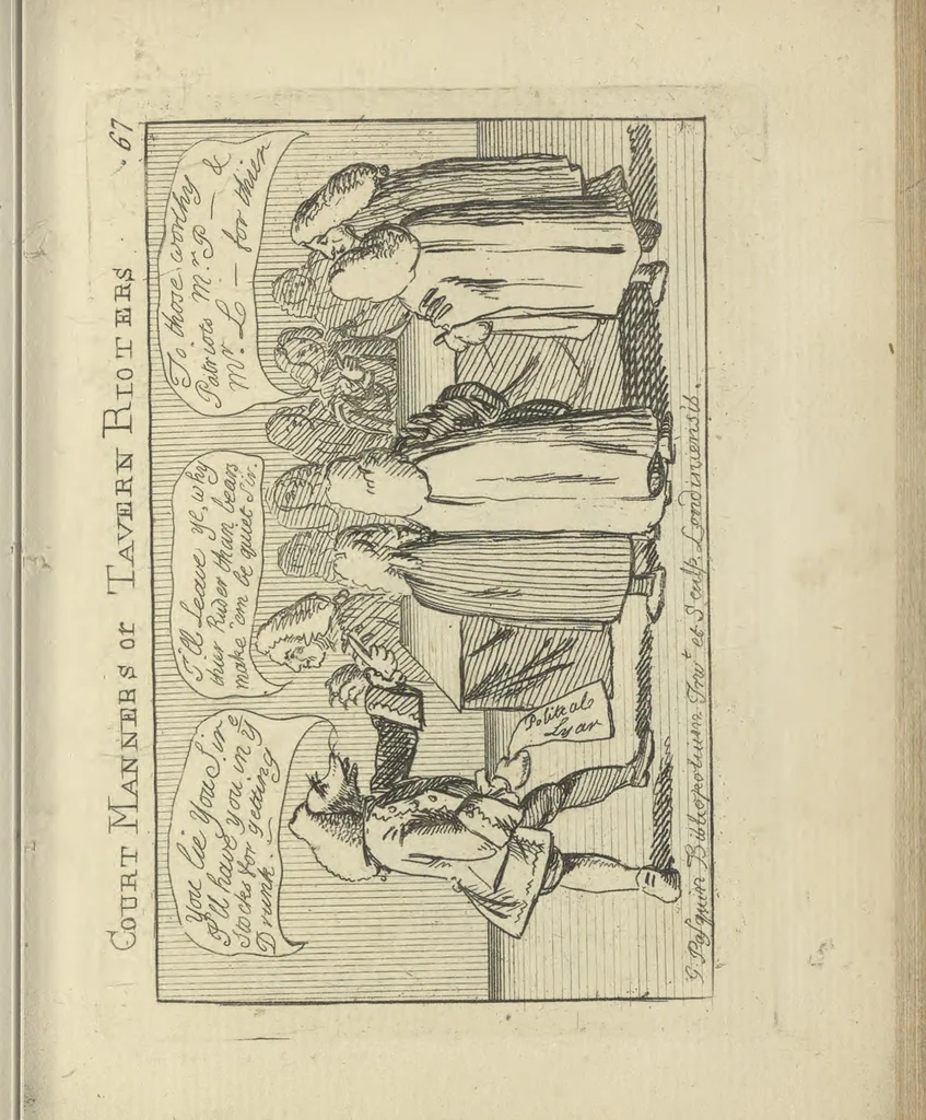 An illustration from A political and satirical history of the years 1756, 1757, 1758, 1759, 1760, 1761, and 1762. : In a series of 112 humourous and entertaining prints. Contraining all the most remarkable transactions, characters and caricatures of those memorable years. To which is annexed, an explanatory account or key to every print, 1762, leaf 162