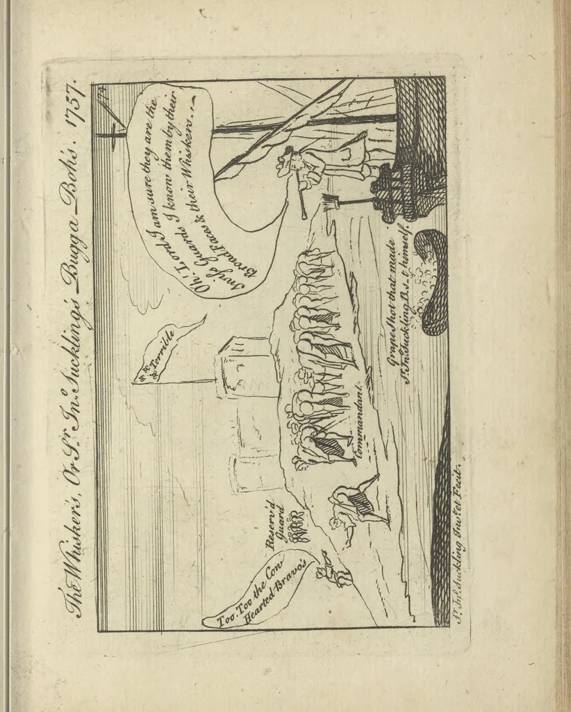 An illustration from A political and satirical history of the years 1756, 1757, 1758, 1759, 1760, 1761, and 1762. : In a series of 112 humourous and entertaining prints. Contraining all the most remarkable transactions, characters and caricatures of those memorable years. To which is annexed, an explanatory account or key to every print, 1762, leaf 176