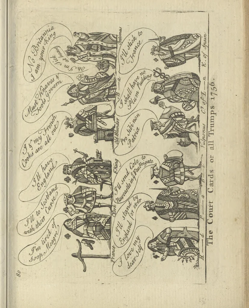An illustration from A political and satirical history of the years 1756, 1757, 1758, 1759, 1760, 1761, and 1762. : In a series of 112 humourous and entertaining prints. Contraining all the most remarkable transactions, characters and caricatures of those memorable years. To which is annexed, an explanatory account or key to every print, 1762, leaf 188