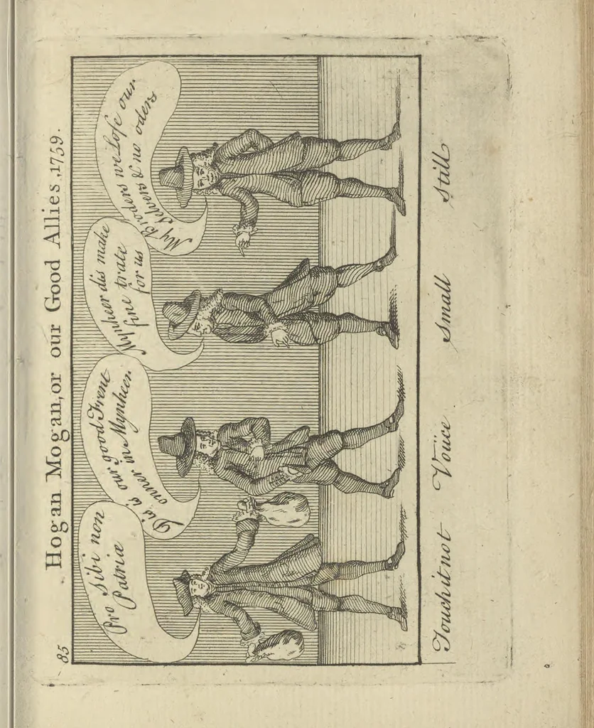 An illustration from A political and satirical history of the years 1756, 1757, 1758, 1759, 1760, 1761, and 1762. : In a series of 112 humourous and entertaining prints. Contraining all the most remarkable transactions, characters and caricatures of those memorable years. To which is annexed, an explanatory account or key to every print, 1762, leaf 198