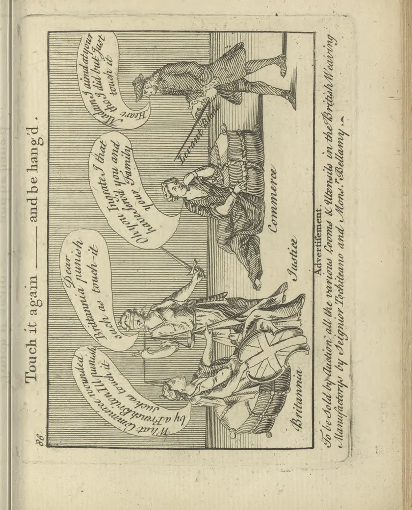 An illustration from A political and satirical history of the years 1756, 1757, 1758, 1759, 1760, 1761, and 1762. : In a series of 112 humourous and entertaining prints. Contraining all the most remarkable transactions, characters and caricatures of those memorable years. To which is annexed, an explanatory account or key to every print, 1762, leaf 200