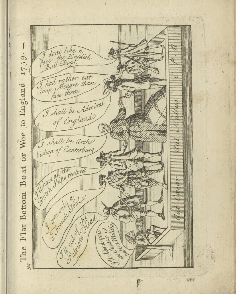 An illustration from A political and satirical history of the years 1756, 1757, 1758, 1759, 1760, 1761, and 1762. : In a series of 112 humourous and entertaining prints. Contraining all the most remarkable transactions, characters and caricatures of those memorable years. To which is annexed, an explanatory account or key to every print, 1762, leaf 216