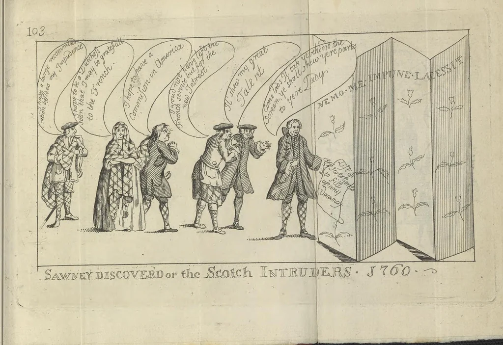 An illustration from A political and satirical history of the years 1756, 1757, 1758, 1759, 1760, 1761, and 1762. : In a series of 112 humourous and entertaining prints. Contraining all the most remarkable transactions, characters and caricatures of those memorable years. To which is annexed, an explanatory account or key to every print, 1762, leaf 235