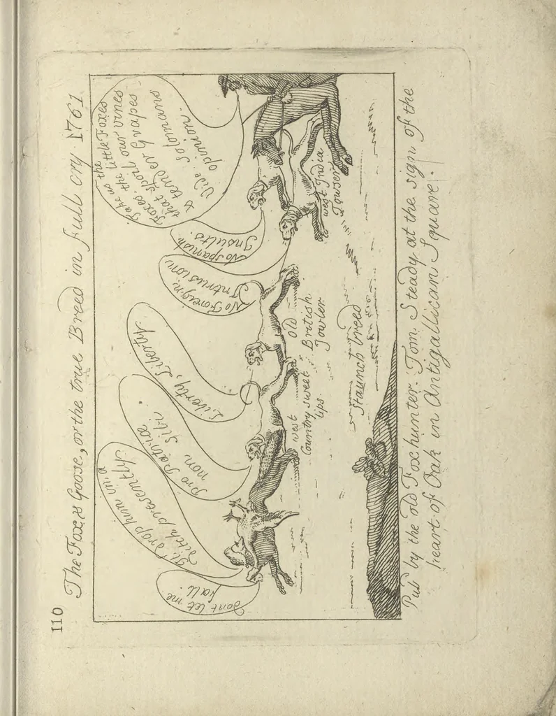 An illustration from A political and satirical history of the years 1756, 1757, 1758, 1759, 1760, 1761, and 1762. : In a series of 112 humourous and entertaining prints. Contraining all the most remarkable transactions, characters and caricatures of those memorable years. To which is annexed, an explanatory account or key to every print, 1762, leaf 256