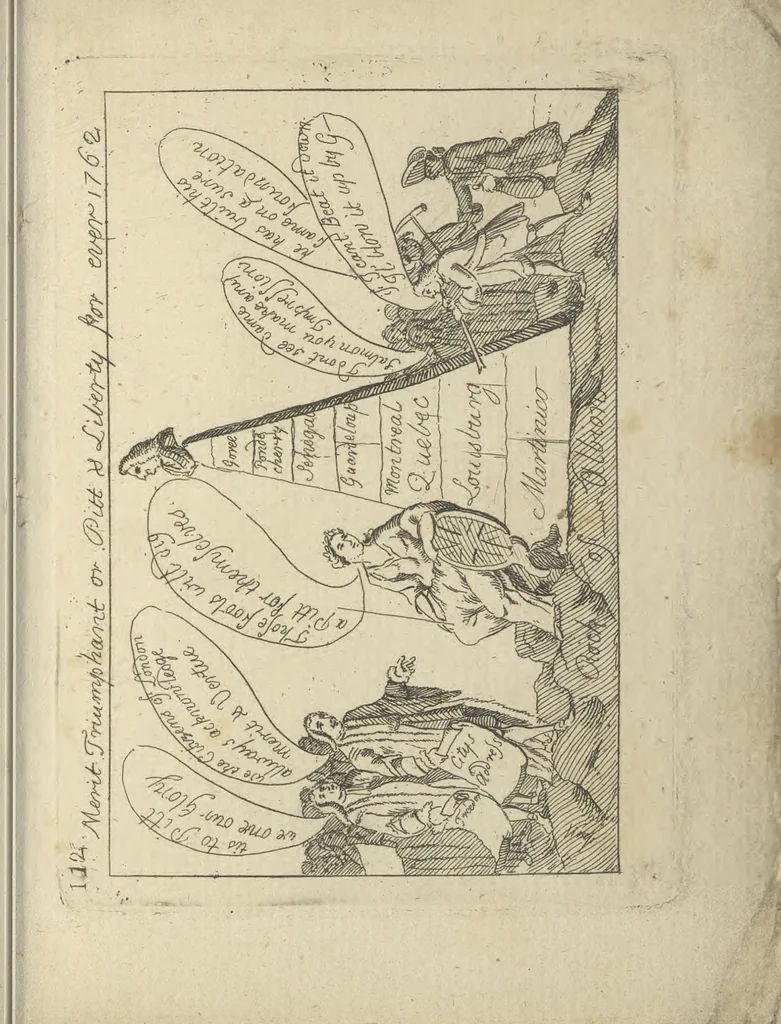 An illustration from A political and satirical history of the years 1756, 1757, 1758, 1759, 1760, 1761, and 1762. : In a series of 112 humourous and entertaining prints. Contraining all the most remarkable transactions, characters and caricatures of those memorable years. To which is annexed, an explanatory account or key to every print, 1762, leaf 260
