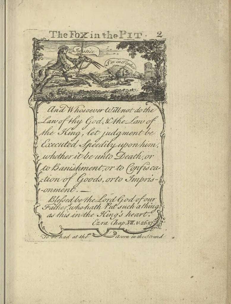 An illustration from A political and satirical history of the years 1756, 1757, 1758, 1759, 1760, 1761, and 1762. : In a series of 112 humourous and entertaining prints. Contraining all the most remarkable transactions, characters and caricatures of those memorable years. To which is annexed, an explanatory account or key to every print, 1762, leaf 32