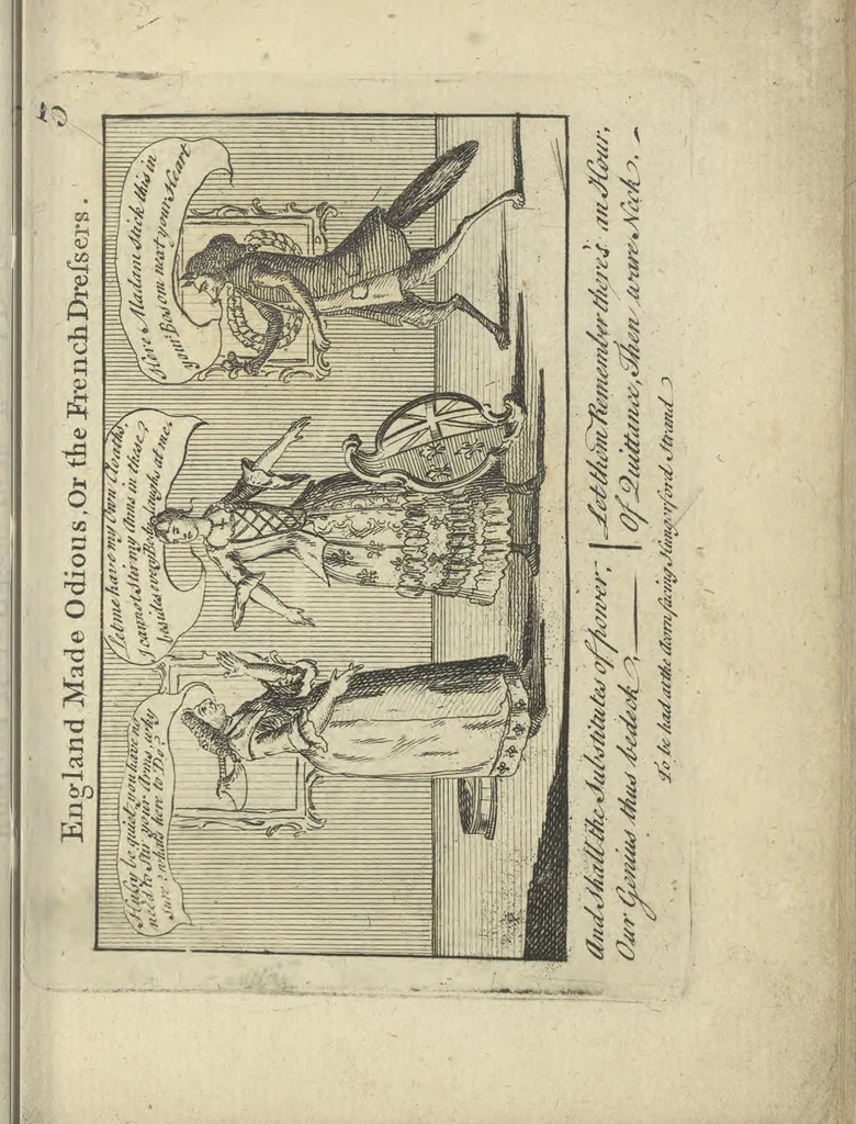 An illustration from A political and satirical history of the years 1756, 1757, 1758, 1759, 1760, 1761, and 1762. : In a series of 112 humourous and entertaining prints. Contraining all the most remarkable transactions, characters and caricatures of those memorable years. To which is annexed, an explanatory account or key to every print, 1762, leaf 34