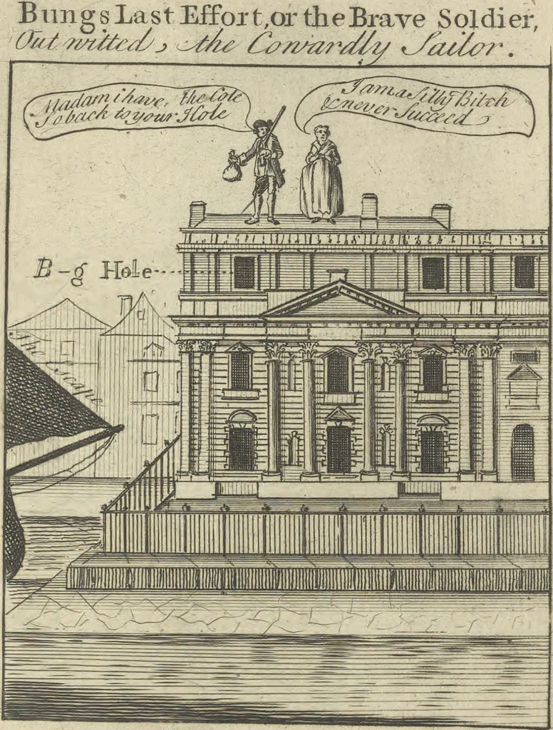 An illustration from A political and satirical history of the years 1756, 1757, 1758, 1759, 1760, 1761, and 1762. : In a series of 112 humourous and entertaining prints. Contraining all the most remarkable transactions, characters and caricatures of those memorable years. To which is annexed, an explanatory account or key to every print, 1762, leaf 44