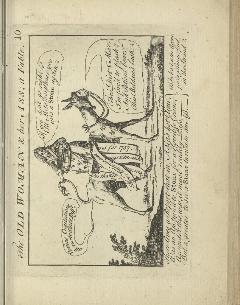 An illustration from A political and satirical history of the years 1756, 1757, 1758, 1759, 1760, 1761, and 1762. : In a series of 112 humourous and entertaining prints. Contraining all the most remarkable transactions, characters and caricatures of those memorable years. To which is annexed, an explanatory account or key to every print, 1762, leaf 48