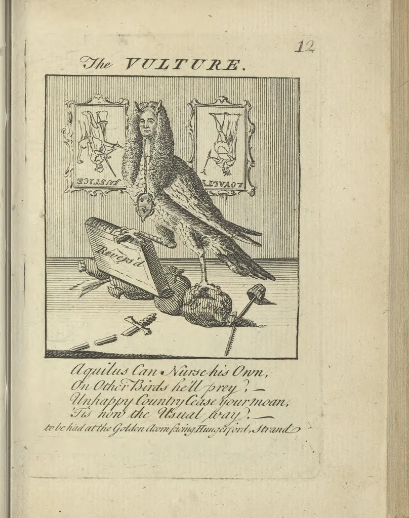 An illustration from A political and satirical history of the years 1756, 1757, 1758, 1759, 1760, 1761, and 1762. : In a series of 112 humourous and entertaining prints. Contraining all the most remarkable transactions, characters and caricatures of those memorable years. To which is annexed, an explanatory account or key to every print, 1762, leaf 52