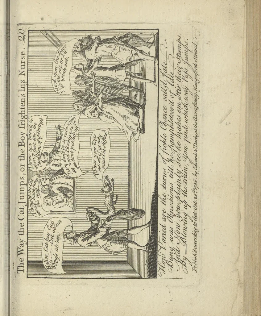 An illustration from A political and satirical history of the years 1756, 1757, 1758, 1759, 1760, 1761, and 1762. : In a series of 112 humourous and entertaining prints. Contraining all the most remarkable transactions, characters and caricatures of those memorable years. To which is annexed, an explanatory account or key to every print, 1762, leaf 68