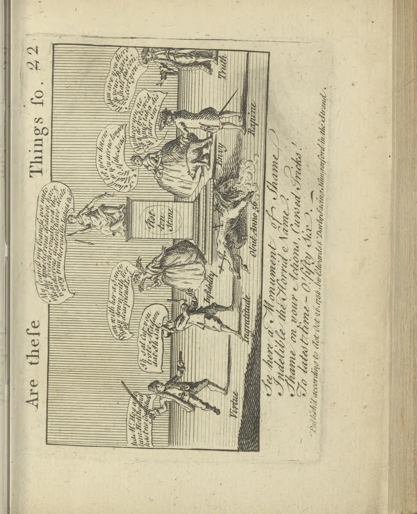 An illustration from A political and satirical history of the years 1756, 1757, 1758, 1759, 1760, 1761, and 1762. : In a series of 112 humourous and entertaining prints. Contraining all the most remarkable transactions, characters and caricatures of those memorable years. To which is annexed, an explanatory account or key to every print, 1762, leaf 72