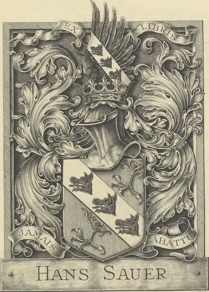An illustration from [Scrapbook of bookplates, 1913, leaf 22