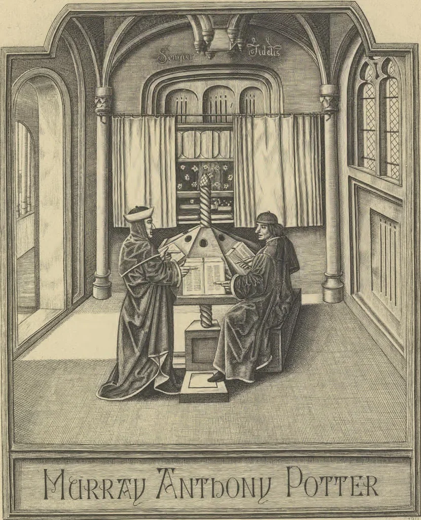 An illustration from [Scrapbook of bookplates, 1913, leaf 28