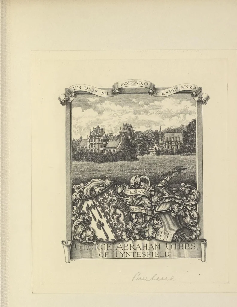 An illustration from [Scrapbook of bookplates, 1913, leaf 34