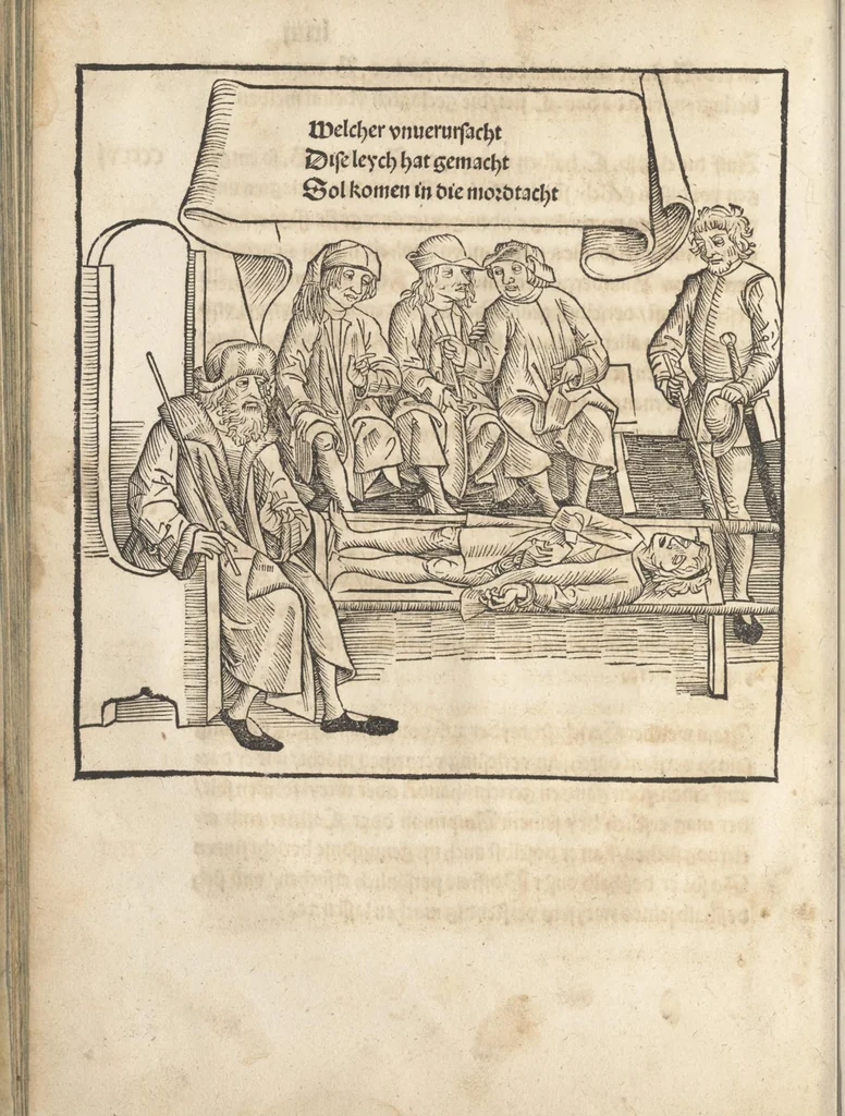 An illustration from Bambergische halszgerichts ordenu[n]g, 1507, leaf 143