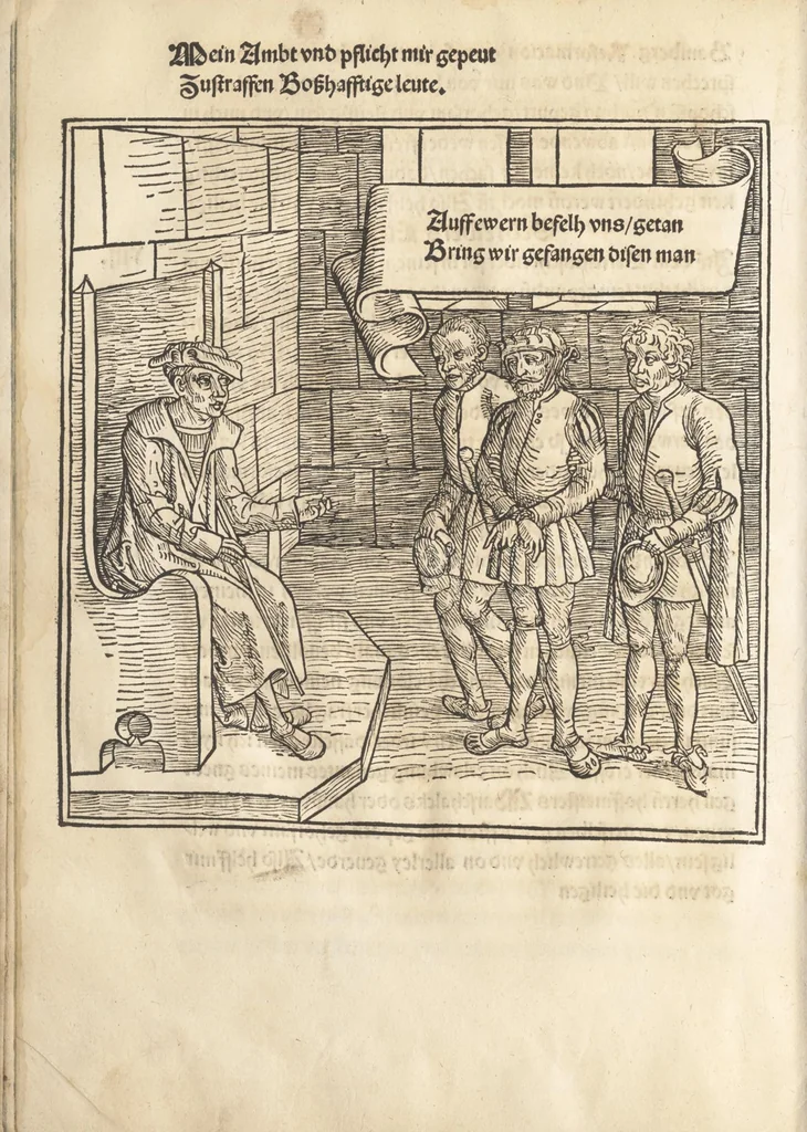 An illustration from Bambergische halszgerichts ordenu[n]g, 1507, leaf 27