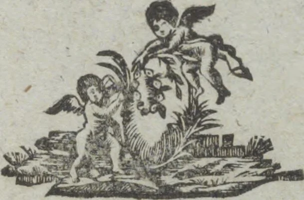 An illustration from Dli︠a︡ maloli︠e︡tnikh di︠e︡teĭ nachinai︠u︡shchikh obuchatʹsi︠a︡ rossīĭskomu chtenīi︠u︡ Azbuka, ili, pervonachalʹnyĭ urok, rukovodstvui︠u︡shchīĭ ikh legchaĭshim sposobom k chtenīi︠u︡ knig, 1813, leaf 31