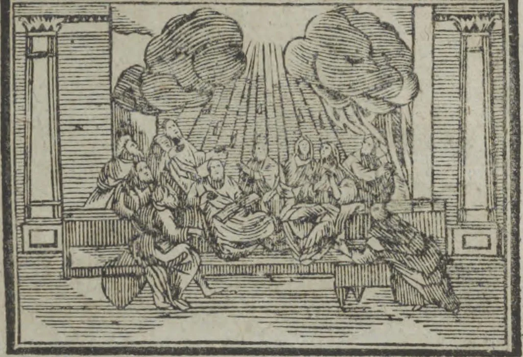 An illustration from Dli︠a︡ maloli︠e︡tnikh di︠e︡teĭ nachinai︠u︡shchikh obuchatʹsi︠a︡ rossīĭskomu chtenīi︠u︡ Azbuka, ili, pervonachalʹnyĭ urok, rukovodstvui︠u︡shchīĭ ikh legchaĭshim sposobom k chtenīi︠u︡ knig, 1813, leaf 42