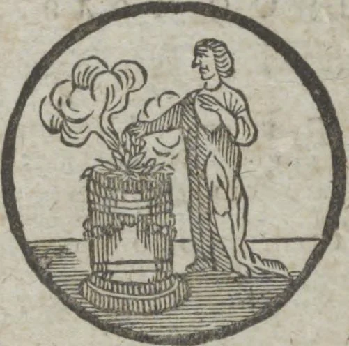 An illustration from Dli︠a︡ maloli︠e︡tnikh di︠e︡teĭ nachinai︠u︡shchikh obuchatʹsi︠a︡ rossīĭskomu chtenīi︠u︡ Azbuka, ili, pervonachalʹnyĭ urok, rukovodstvui︠u︡shchīĭ ikh legchaĭshim sposobom k chtenīi︠u︡ knig, 1813, leaf 9