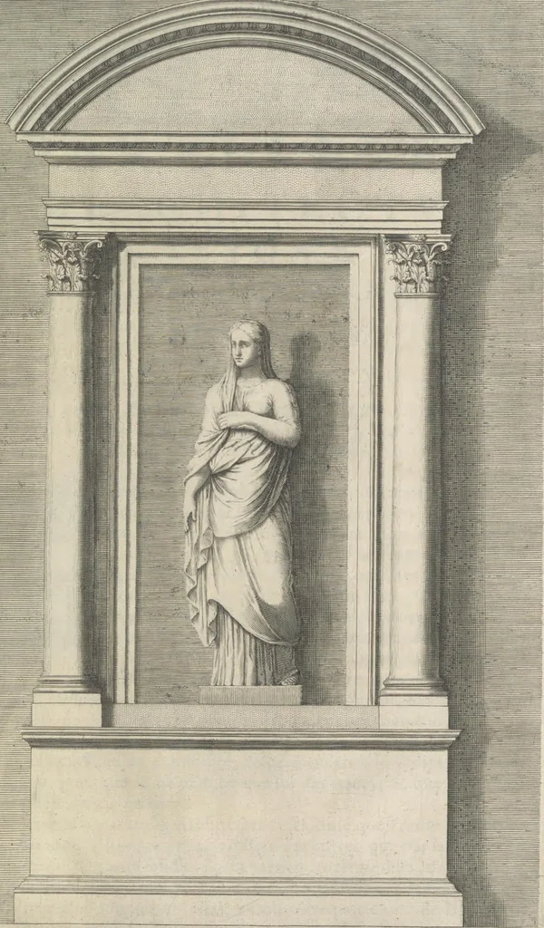 An illustration from Parallele de l'architectvre antiqve et de la moderne : avec vn recveil des dix principavx avthevrs qui ont écrit des cinq ordres ; sçauoir Palladio et Scamozzi, Serlio et Vignola, D. Barbaro et Cataneo, L.B. Alberti et Viola, Bvllant et De Lorme, comparez entre eux. Les trois ordres Grecs, le Doriqve, l'Ioniqve & le Corinthien, font la premiere partie de ce Traitté: Et les deux Latins, le Toscan & le Composite, en font la derniere, 1650, leaf 102