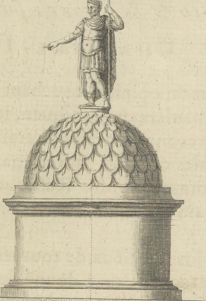 An illustration from Parallele de l'architectvre antiqve et de la moderne : avec vn recveil des dix principavx avthevrs qui ont écrit des cinq ordres ; sçauoir Palladio et Scamozzi, Serlio et Vignola, D. Barbaro et Cataneo, L.B. Alberti et Viola, Bvllant et De Lorme, comparez entre eux. Les trois ordres Grecs, le Doriqve, l'Ioniqve & le Corinthien, font la premiere partie de ce Traitté: Et les deux Latins, le Toscan & le Composite, en font la derniere, 1650, leaf 110