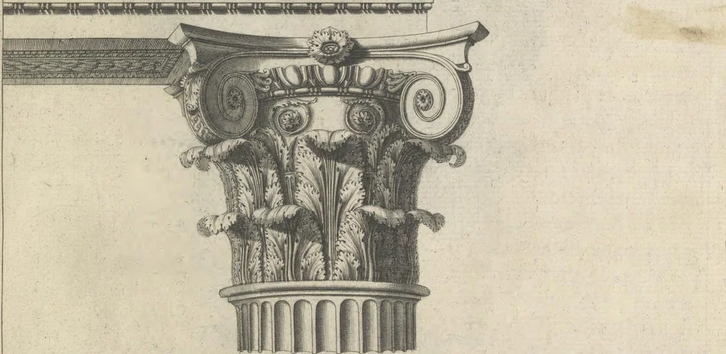 An illustration from Parallele de l'architectvre antiqve et de la moderne : avec vn recveil des dix principavx avthevrs qui ont écrit des cinq ordres ; sçauoir Palladio et Scamozzi, Serlio et Vignola, D. Barbaro et Cataneo, L.B. Alberti et Viola, Bvllant et De Lorme, comparez entre eux. Les trois ordres Grecs, le Doriqve, l'Ioniqve & le Corinthien, font la premiere partie de ce Traitté: Et les deux Latins, le Toscan & le Composite, en font la derniere, 1650, leaf 122