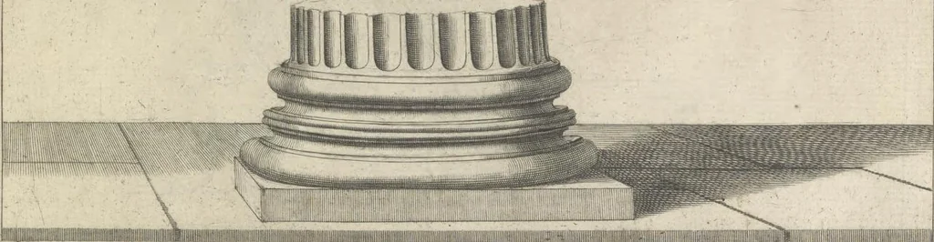 An illustration from Parallele de l'architectvre antiqve et de la moderne : avec vn recveil des dix principavx avthevrs qui ont écrit des cinq ordres ; sçauoir Palladio et Scamozzi, Serlio et Vignola, D. Barbaro et Cataneo, L.B. Alberti et Viola, Bvllant et De Lorme, comparez entre eux. Les trois ordres Grecs, le Doriqve, l'Ioniqve & le Corinthien, font la premiere partie de ce Traitté: Et les deux Latins, le Toscan & le Composite, en font la derniere, 1650, leaf 122