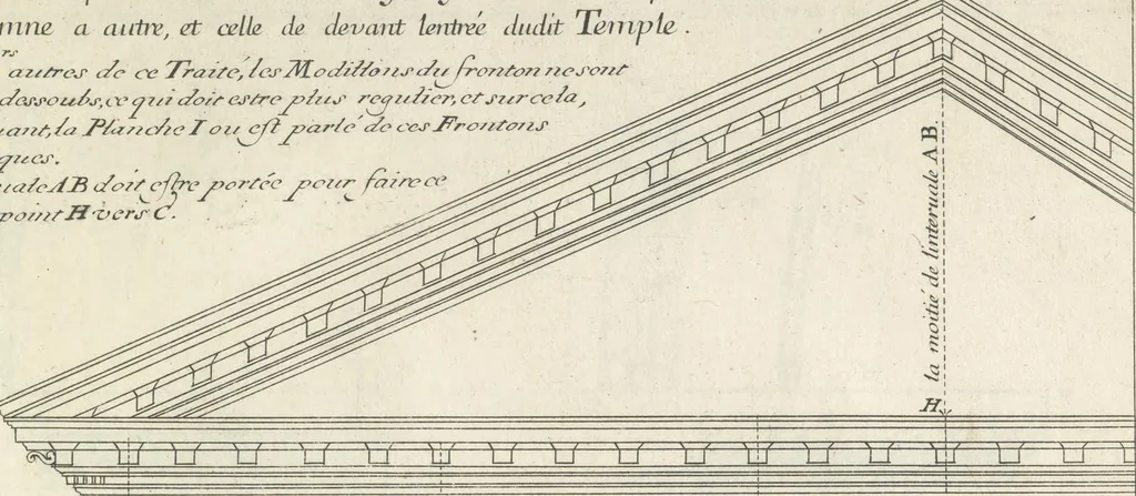 An illustration from Parallele de l'architectvre antiqve et de la moderne : avec vn recveil des dix principavx avthevrs qui ont écrit des cinq ordres ; sçauoir Palladio et Scamozzi, Serlio et Vignola, D. Barbaro et Cataneo, L.B. Alberti et Viola, Bvllant et De Lorme, comparez entre eux. Les trois ordres Grecs, le Doriqve, l'Ioniqve & le Corinthien, font la premiere partie de ce Traitté: Et les deux Latins, le Toscan & le Composite, en font la derniere, 1650, leaf 196