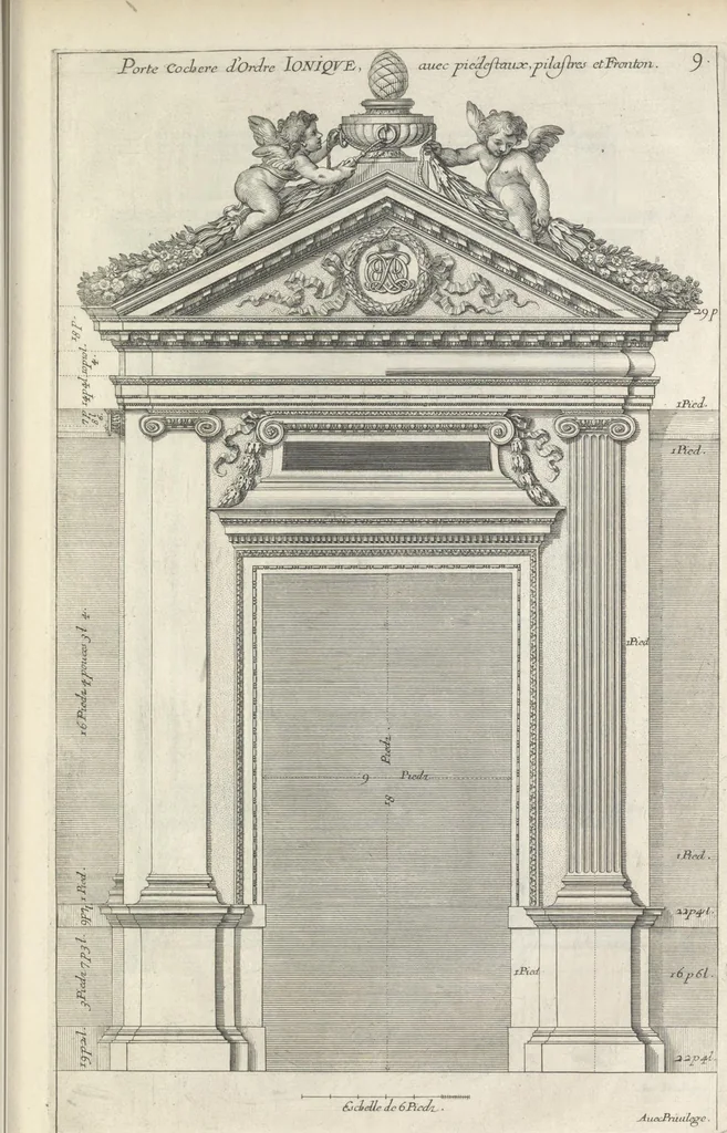 An illustration from Parallele de l'architectvre antiqve et de la moderne : avec vn recveil des dix principavx avthevrs qui ont écrit des cinq ordres ; sçauoir Palladio et Scamozzi, Serlio et Vignola, D. Barbaro et Cataneo, L.B. Alberti et Viola, Bvllant et De Lorme, comparez entre eux. Les trois ordres Grecs, le Doriqve, l'Ioniqve & le Corinthien, font la premiere partie de ce Traitté: Et les deux Latins, le Toscan & le Composite, en font la derniere, 1650, leaf 282