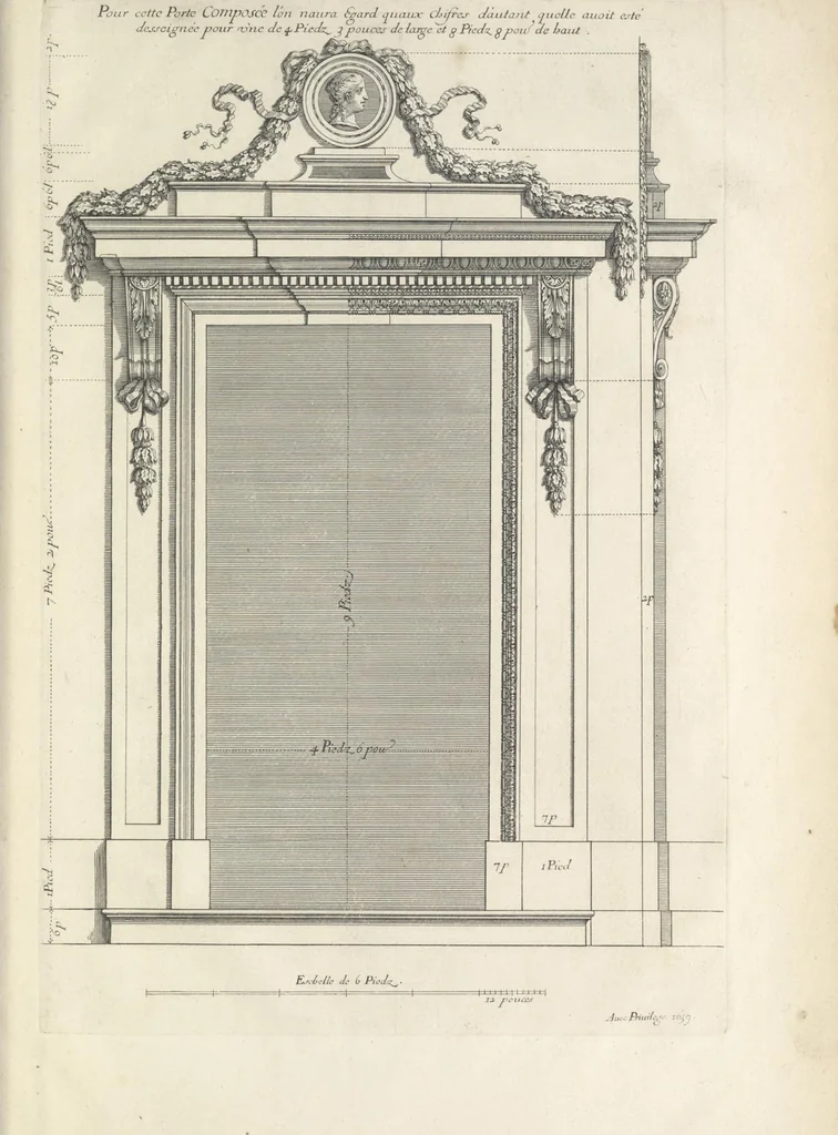 An illustration from Parallele de l'architectvre antiqve et de la moderne : avec vn recveil des dix principavx avthevrs qui ont écrit des cinq ordres ; sçauoir Palladio et Scamozzi, Serlio et Vignola, D. Barbaro et Cataneo, L.B. Alberti et Viola, Bvllant et De Lorme, comparez entre eux. Les trois ordres Grecs, le Doriqve, l'Ioniqve & le Corinthien, font la premiere partie de ce Traitté: Et les deux Latins, le Toscan & le Composite, en font la derniere, 1650, leaf 286