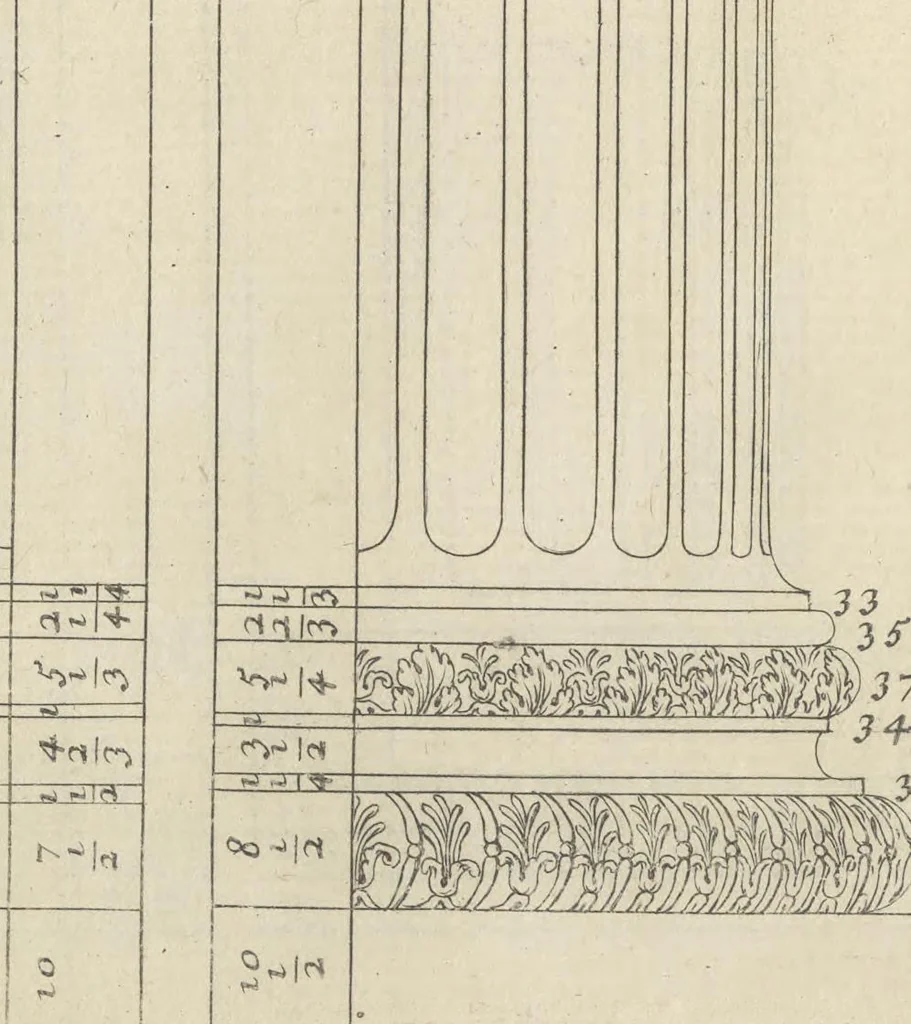 An illustration from Parallele de l'architectvre antiqve et de la moderne : avec vn recveil des dix principavx avthevrs qui ont écrit des cinq ordres ; sçauoir Palladio et Scamozzi, Serlio et Vignola, D. Barbaro et Cataneo, L.B. Alberti et Viola, Bvllant et De Lorme, comparez entre eux. Les trois ordres Grecs, le Doriqve, l'Ioniqve & le Corinthien, font la premiere partie de ce Traitté: Et les deux Latins, le Toscan & le Composite, en font la derniere, 1650, leaf 62