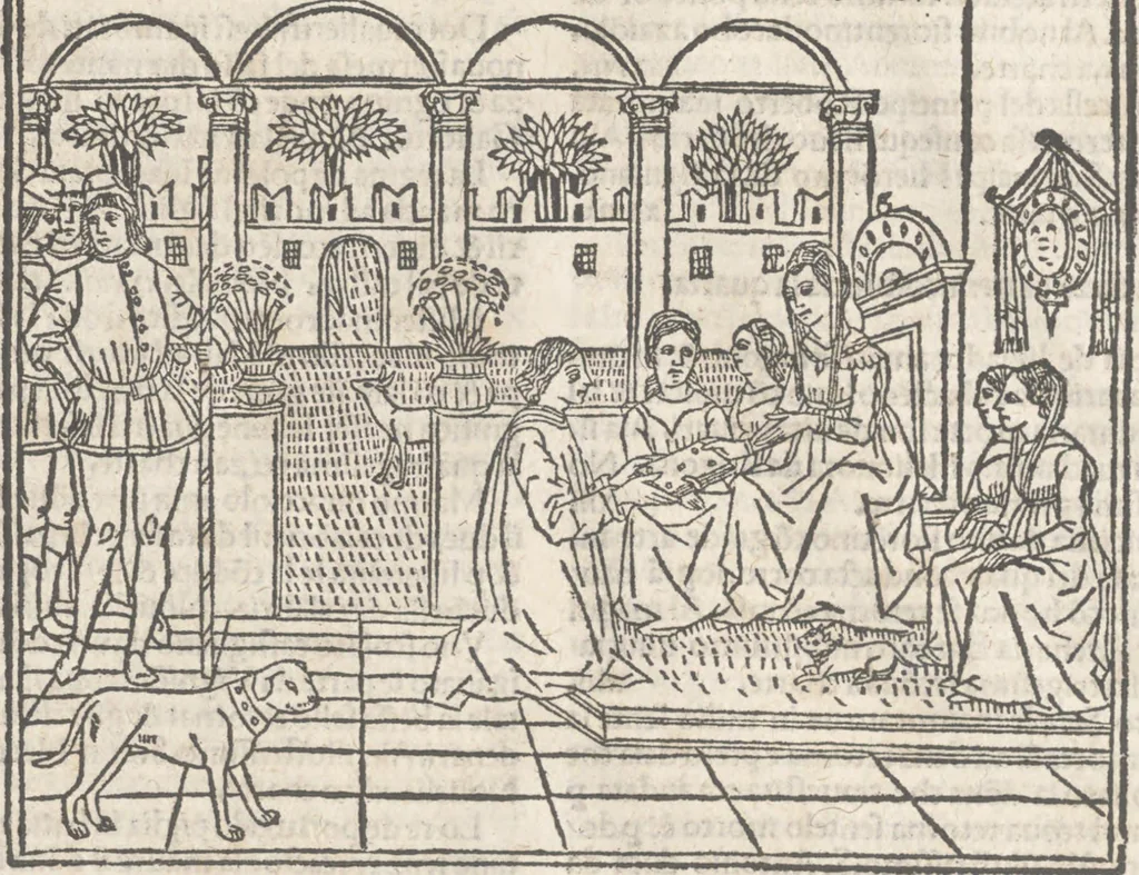 An illustration from Nouellino de Masuccio Salernitano, 1503, leaf 11