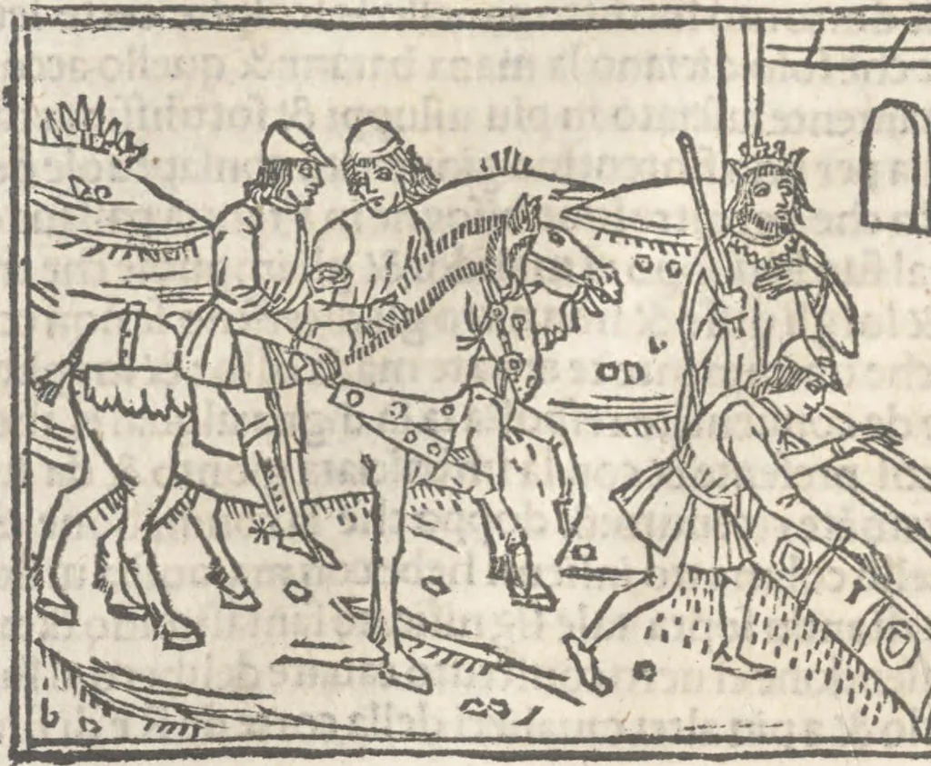An illustration from Nouellino de Masuccio Salernitano, 1503, leaf 111
