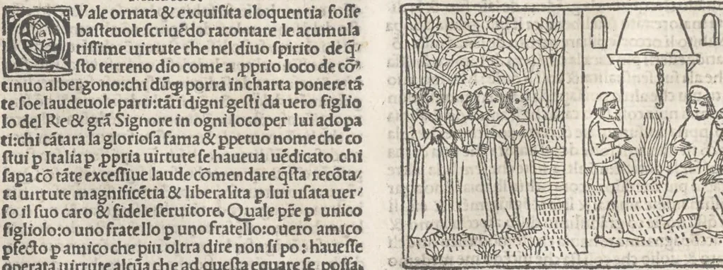 An illustration from Nouellino de Masuccio Salernitano, 1503, leaf 119