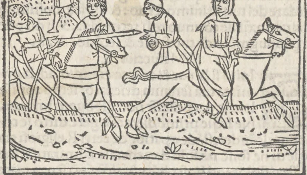 An illustration from Nouellino de Masuccio Salernitano, 1503, leaf 13
