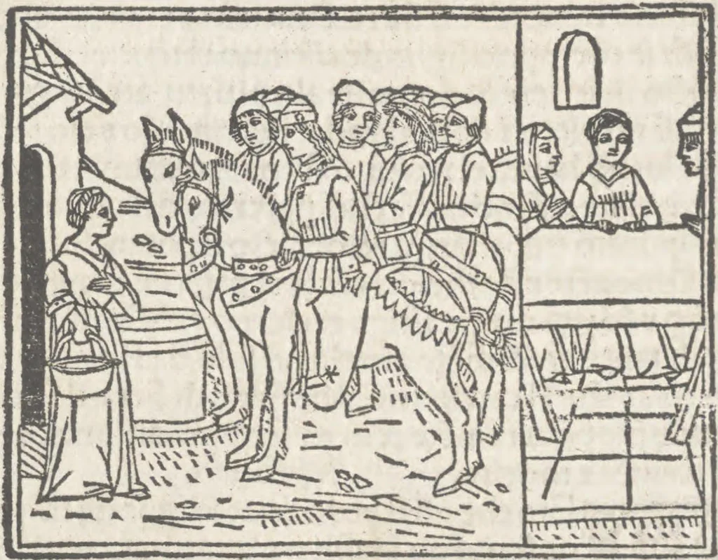 An illustration from Nouellino de Masuccio Salernitano, 1503, leaf 131