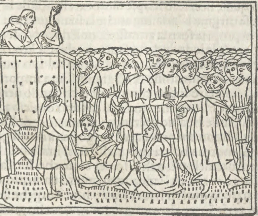 An illustration from Nouellino de Masuccio Salernitano, 1503, leaf 24