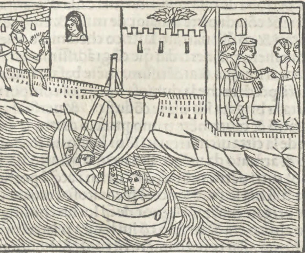An illustration from Nouellino de Masuccio Salernitano, 1503, leaf 52