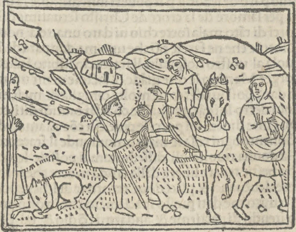 An illustration from Nouellino de Masuccio Salernitano, 1503, leaf 60
