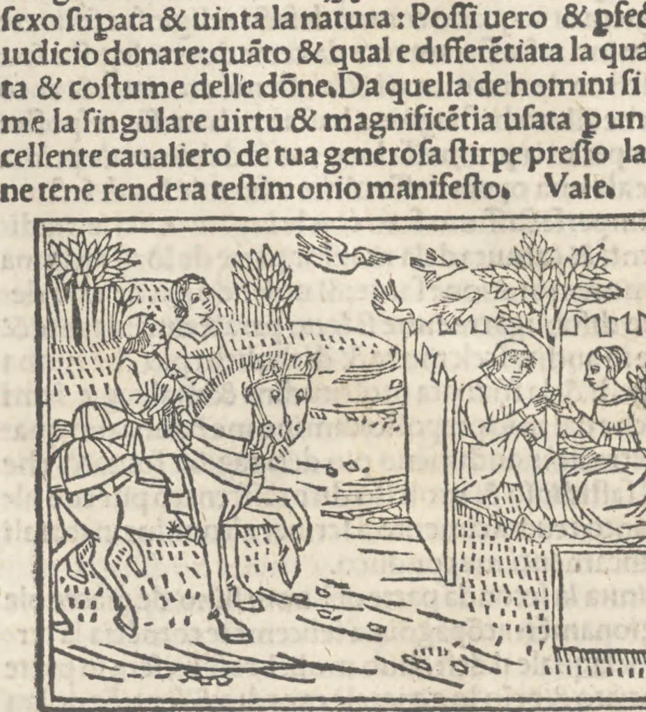 An illustration from Nouellino de Masuccio Salernitano, 1503, leaf 67