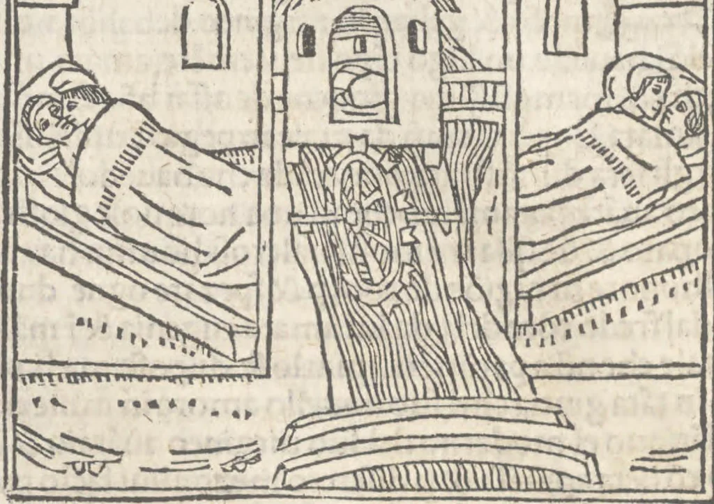 An illustration from Nouellino de Masuccio Salernitano, 1503, leaf 99