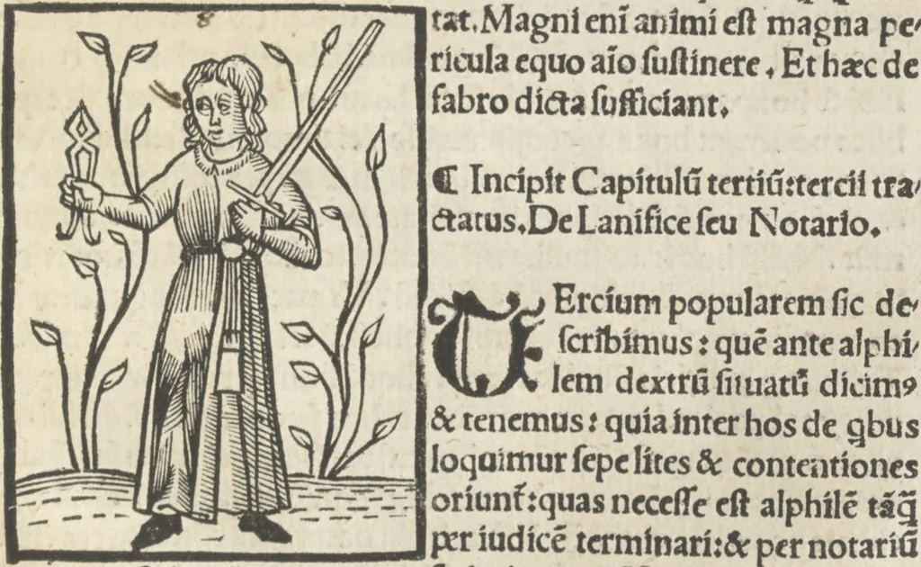 An illustration from Tractatus de scachis mistice interpretatus de moribus per singulos hominu[m] status, 1505, leaf 36