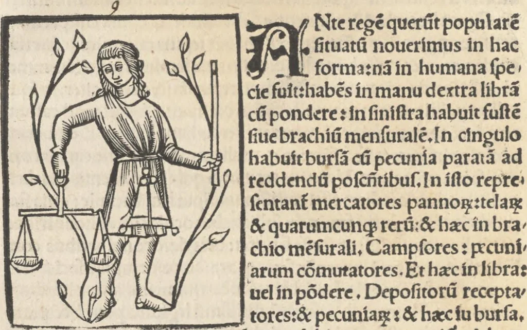 An illustration from Tractatus de scachis mistice interpretatus de moribus per singulos hominu[m] status, 1505, leaf 41