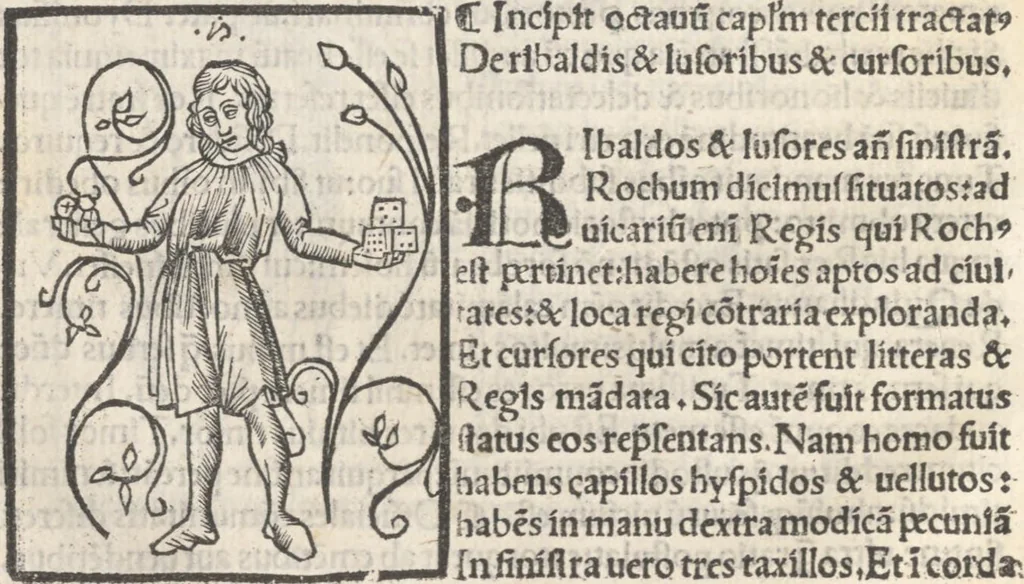An illustration from Tractatus de scachis mistice interpretatus de moribus per singulos hominu[m] status, 1505, leaf 53